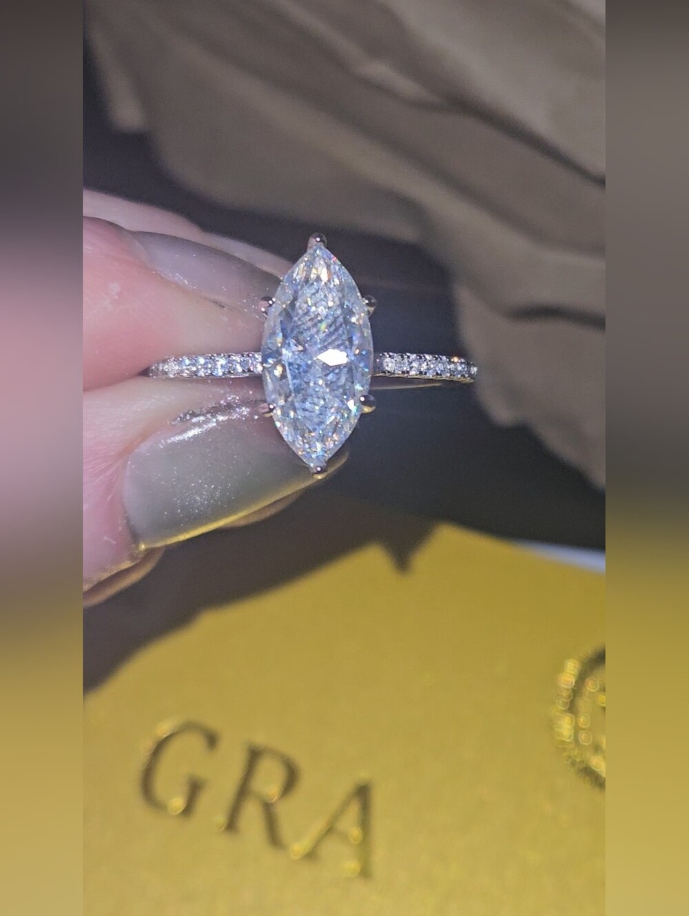 3.5 CT Marquise Cut Moissanite Ring in 925 Sterling Silver